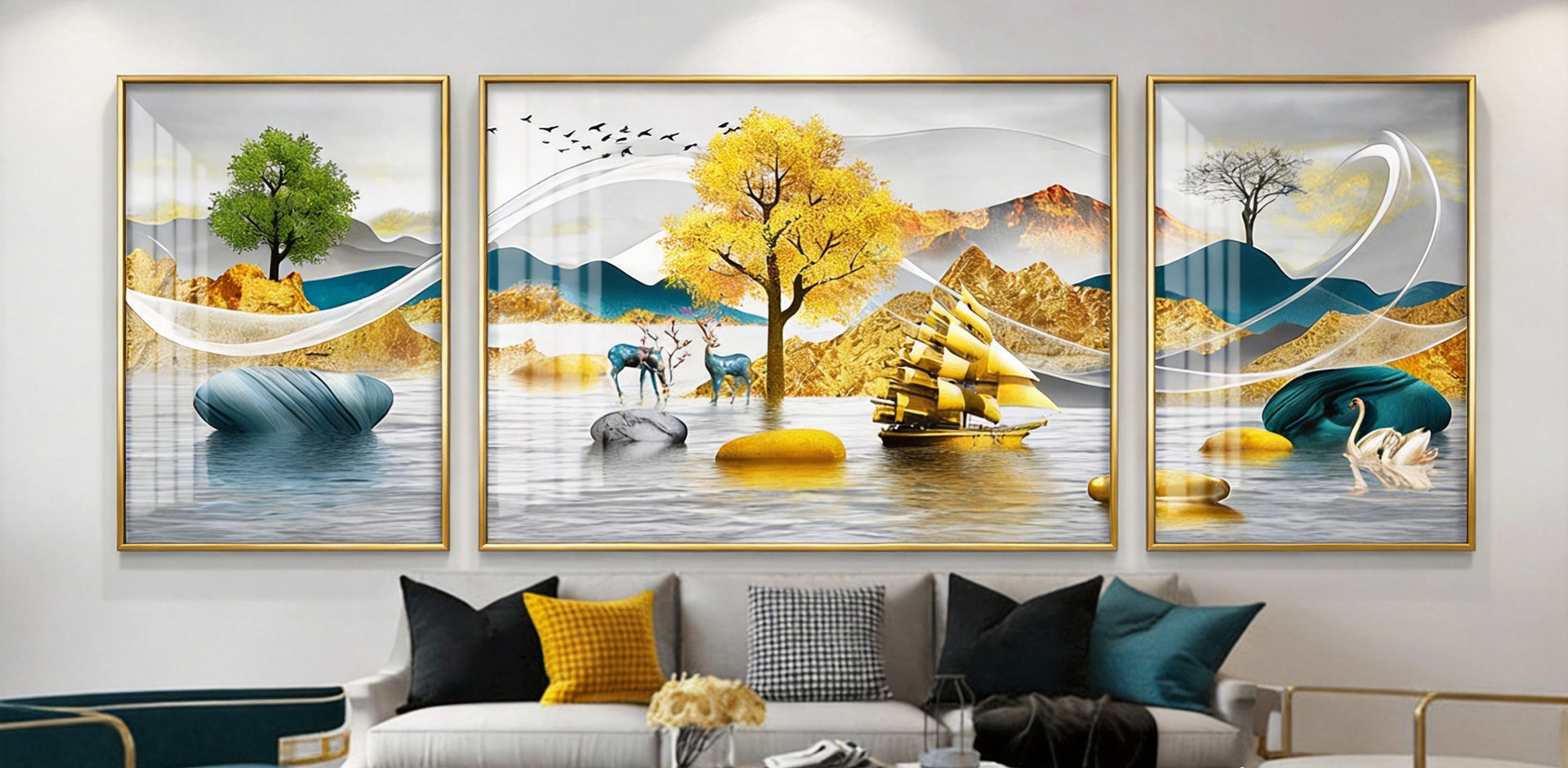 聚宝盆，东方旭日，办公室，书法，国画，沙发背景，墙面装饰，山水风景，客厅挂画，中国画